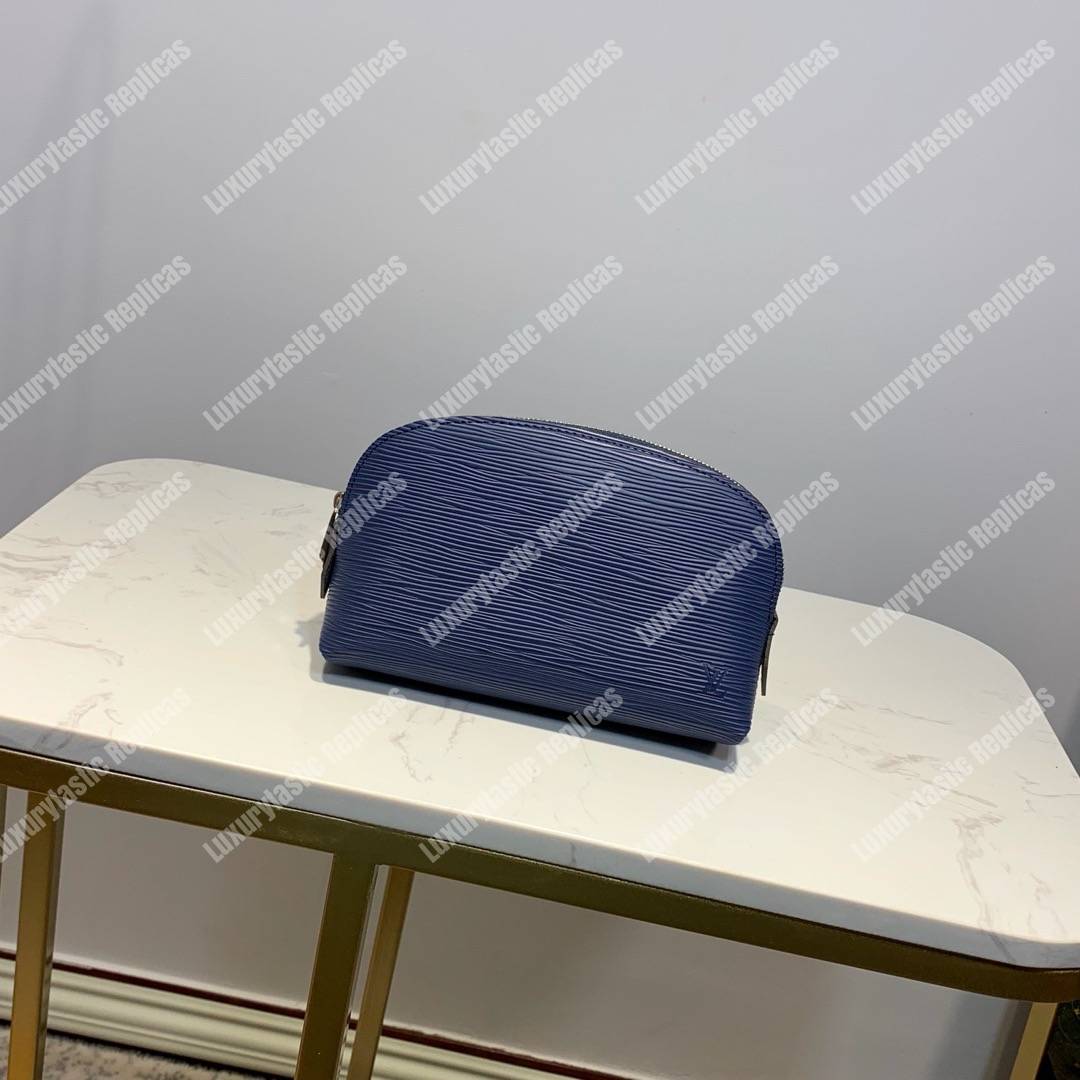 LV Cosmetic Pouch PM Epi Leather Indigo