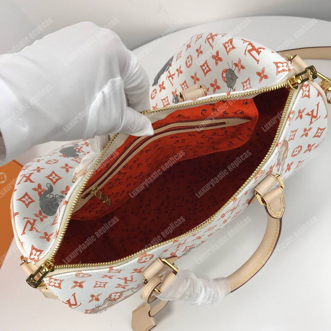 LV Speedy Bandouliere 30 Catogram White/Orange