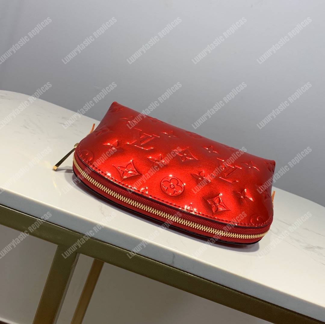 LV Cosmetic Pouch Monogram Vernis Leather Cherry