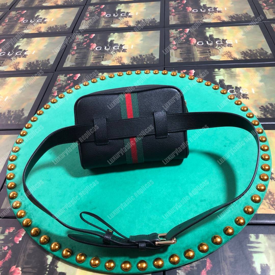 G*u*i ophidia black leather small belt bag