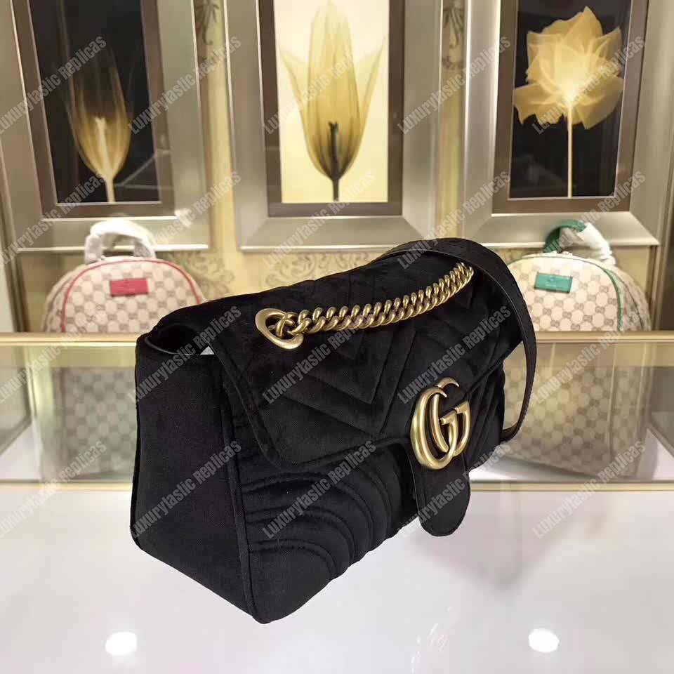 G*u*i gg marmont velvet shoulder bag black