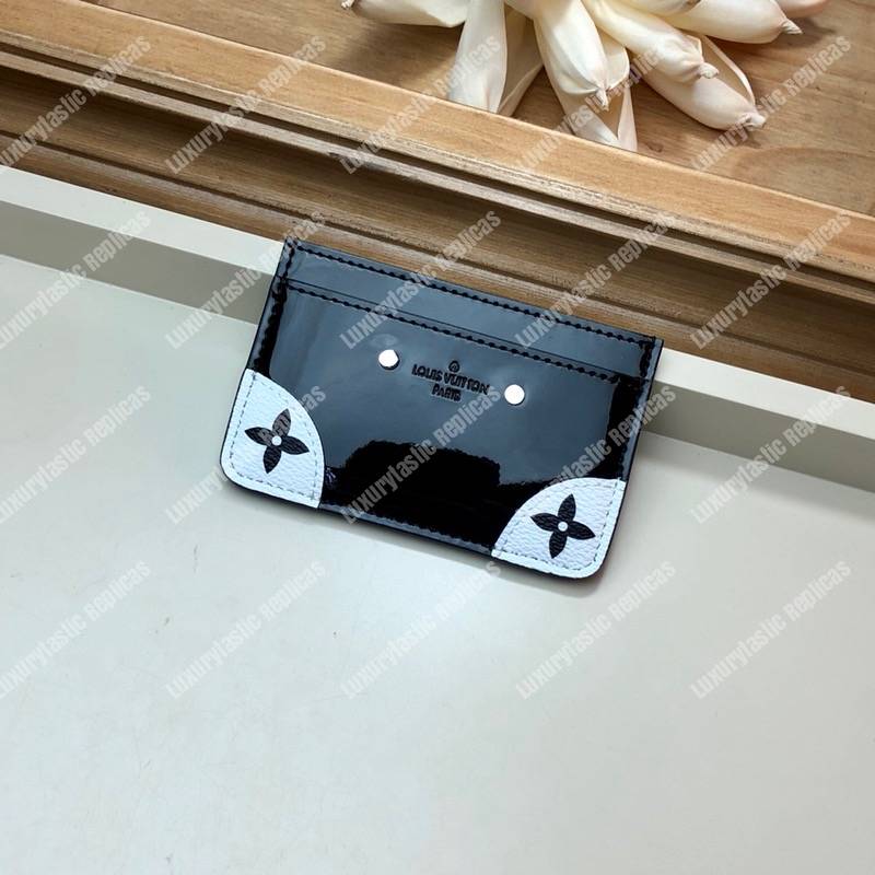 LV Venice Card Holder Patent Leather Monogram Black