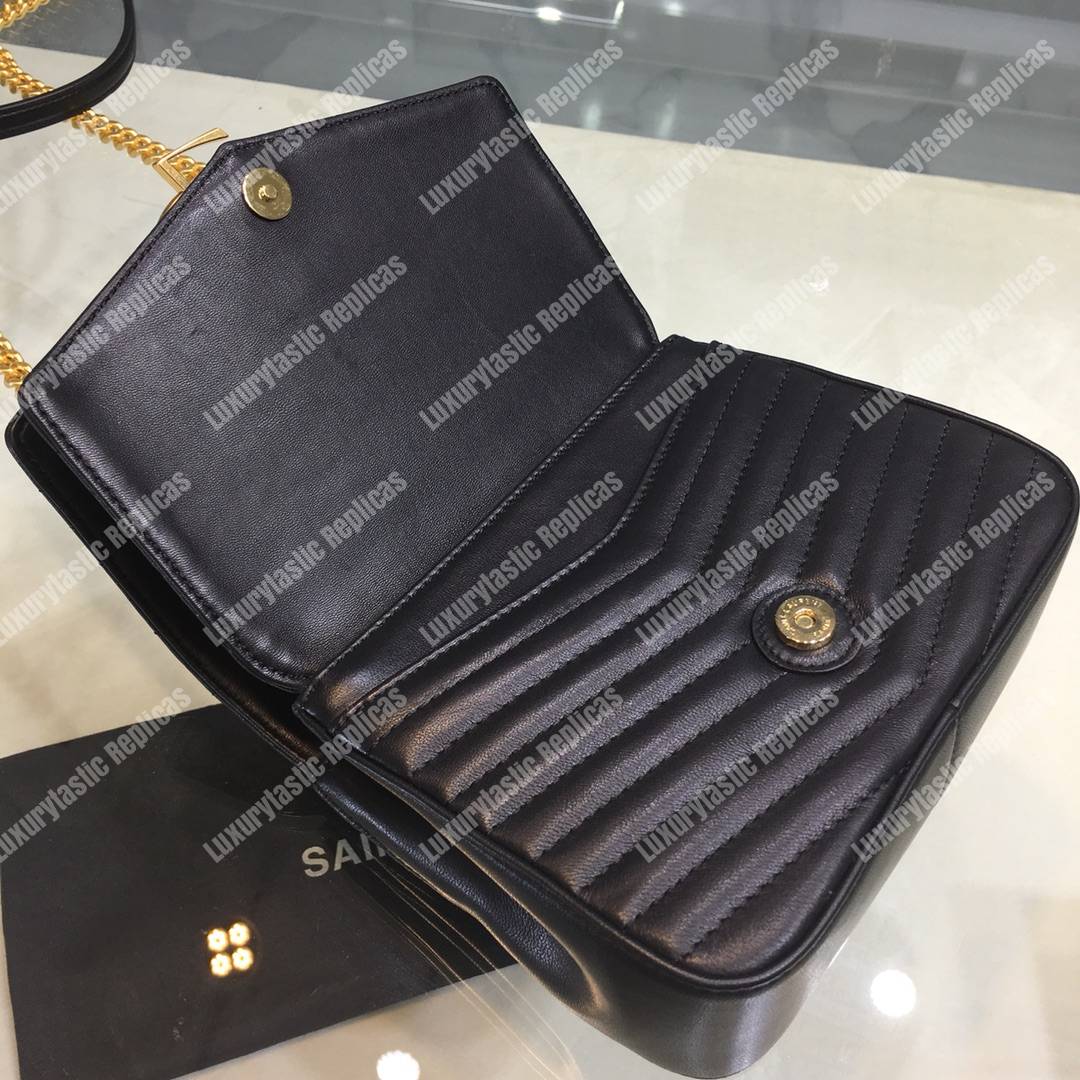 Saint Laurent Sulpice Small In Matelassé Leather Black