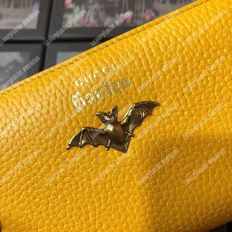 G*u*i garden leather zip around wallet yellow with bat