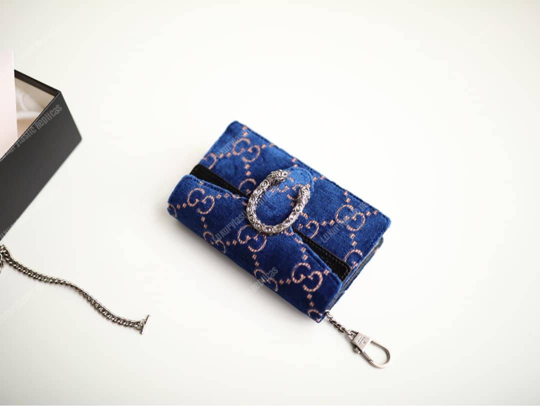 G*u*i dionysus gg velvet super mini bag blue