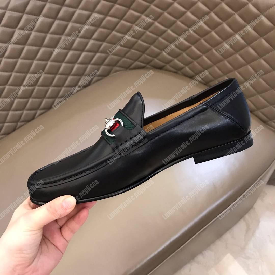 G*u*i leather horsebit loafer black