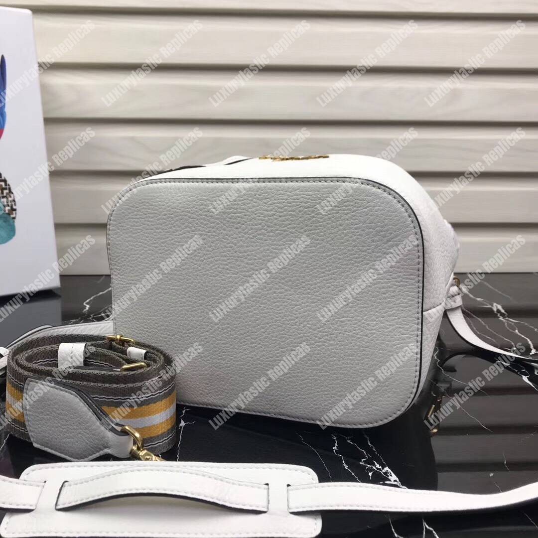 Pra*a leather bucket bag white