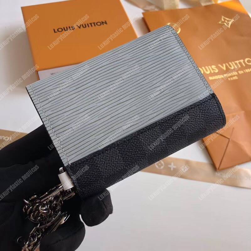 LV Rivets Chain Wallet Damier Graphite Canvas Epi Canvas Red