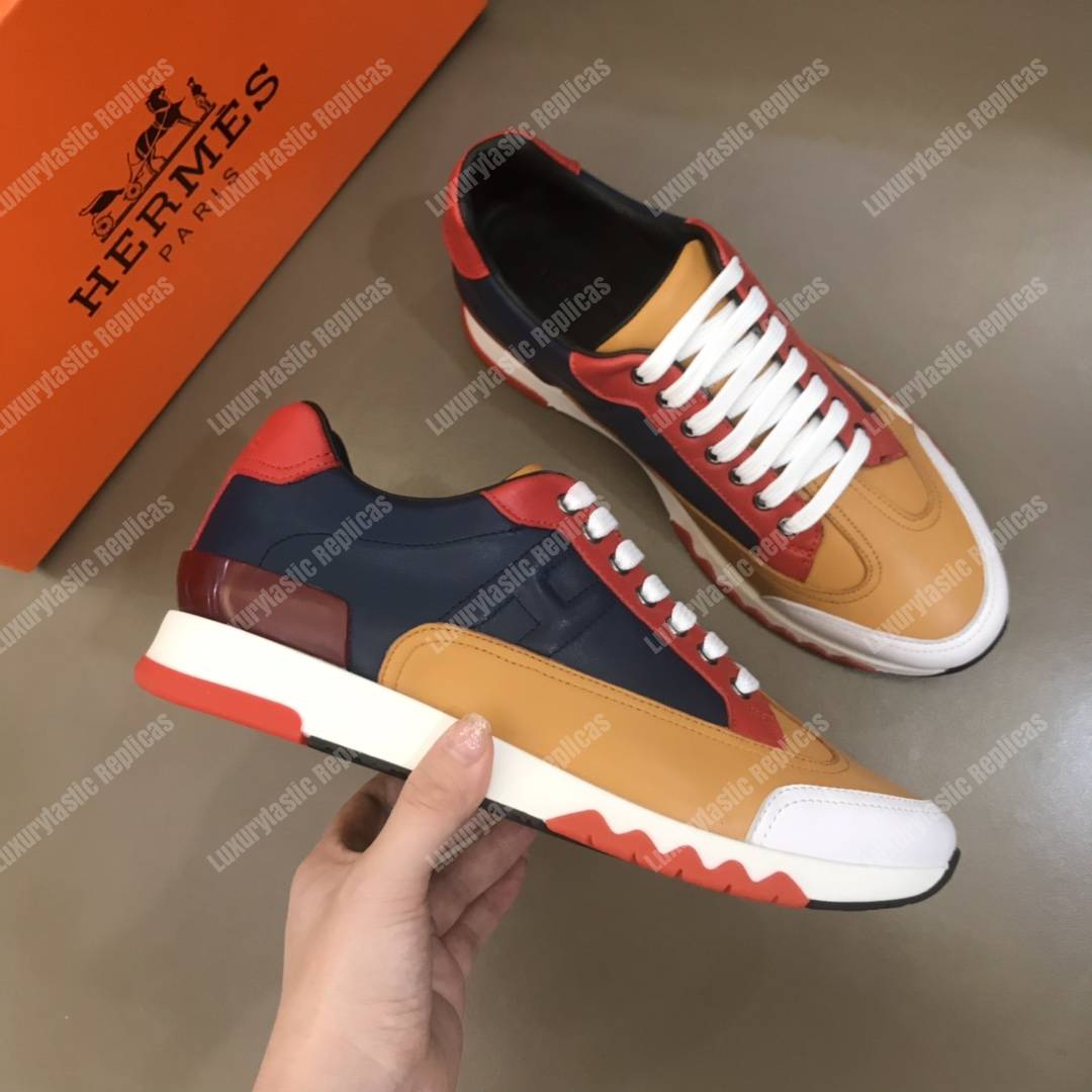 H**mes trail sneaker blue/orange/red