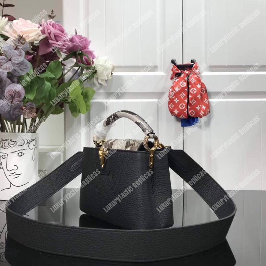 LV Capucines Mini Taurillon Python Black