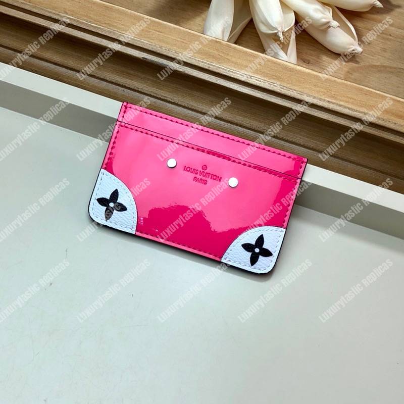 LV Venice Card Holder Patent Leather Monogram Berlingot Pink
