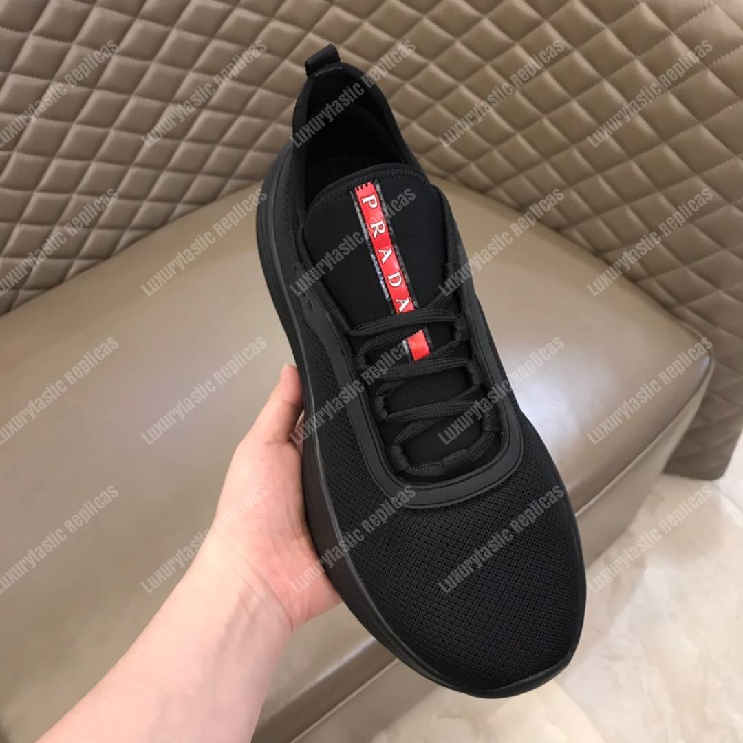 Pra*a mesh and neoprene sneakers full black