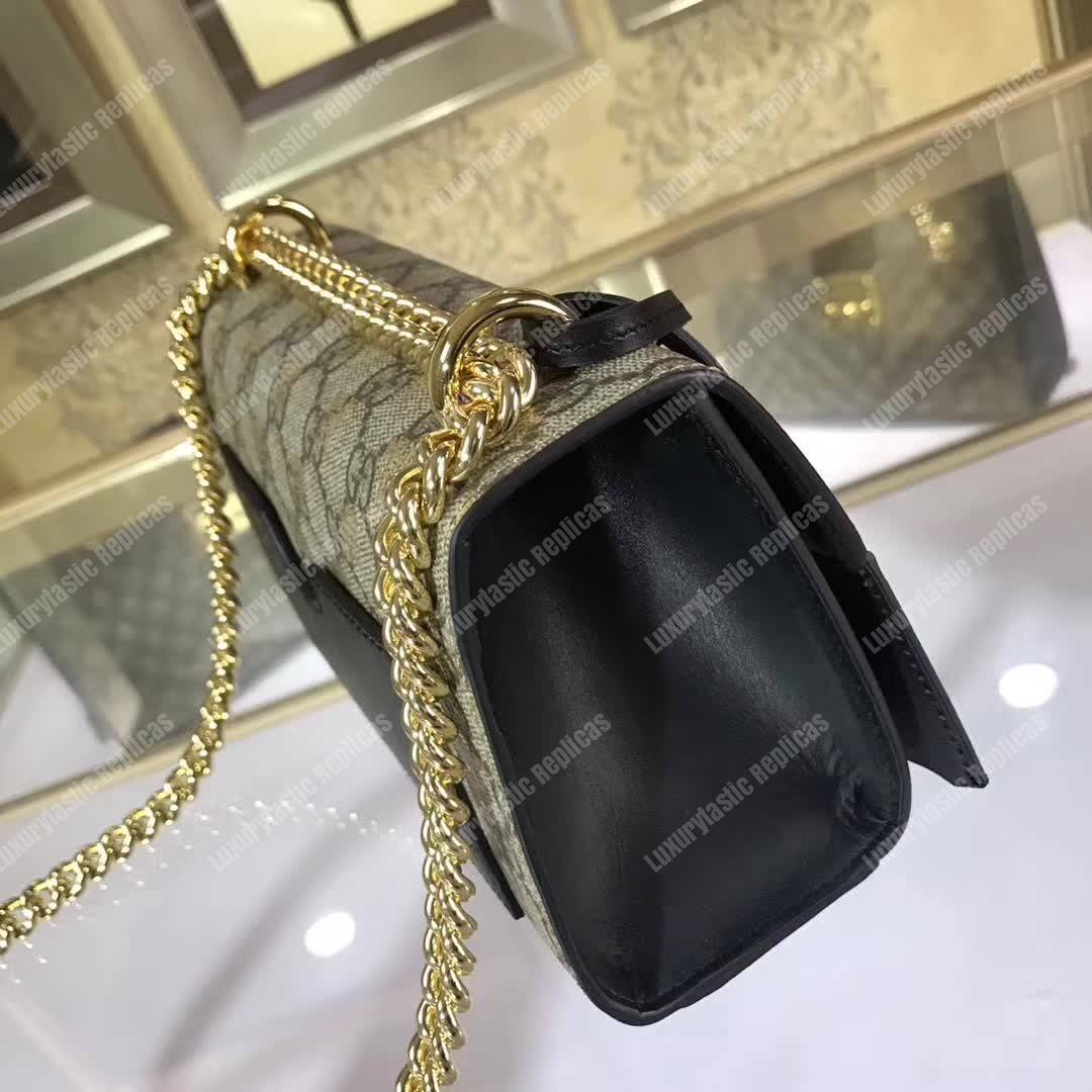 G*u*i padlock small gg bees shoulder bag beige ebony