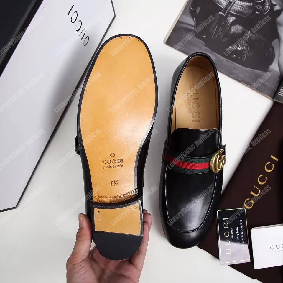 G*u*i leather loafer with gg web