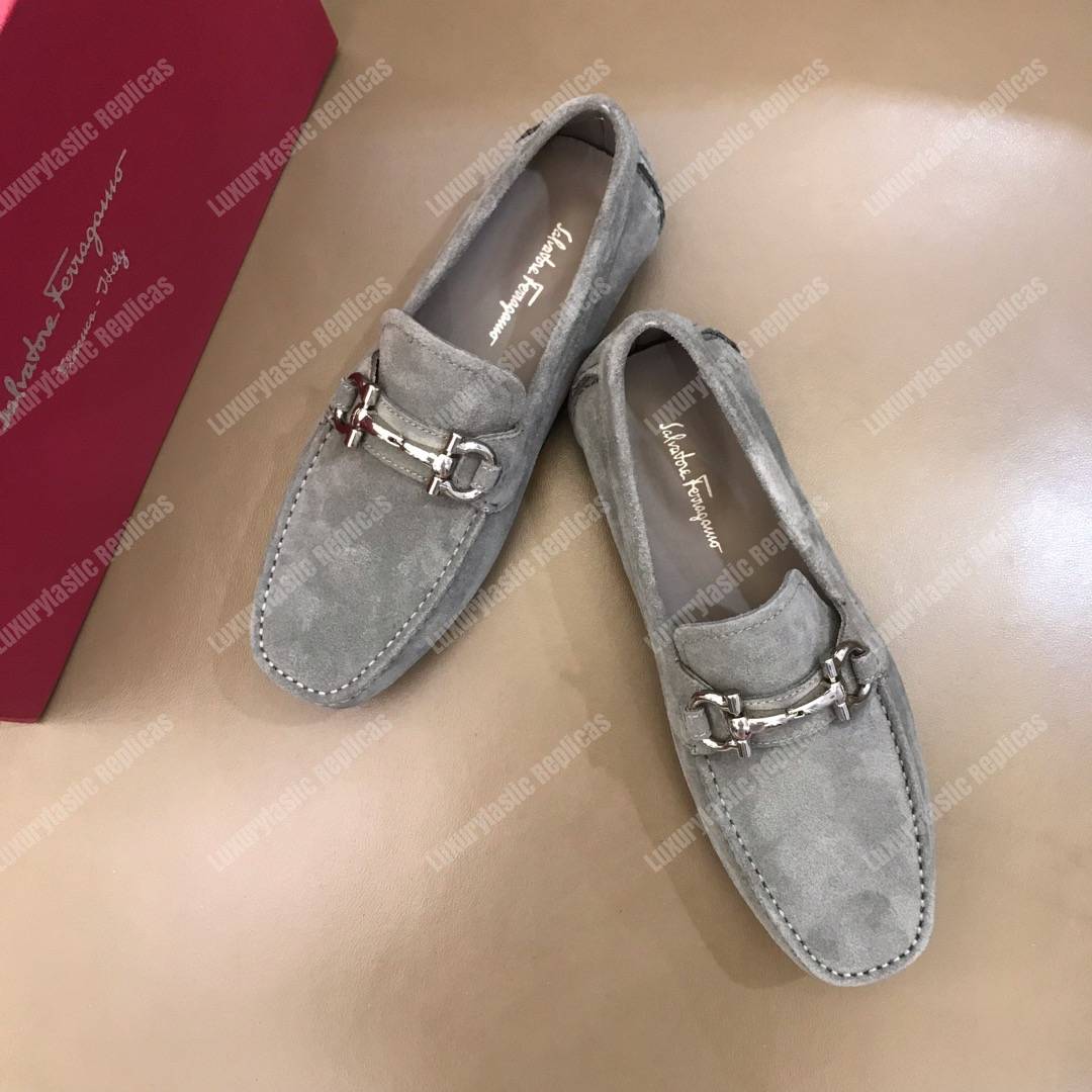 Salvatore Ferragamo Gancini Driving Shoe Gray
