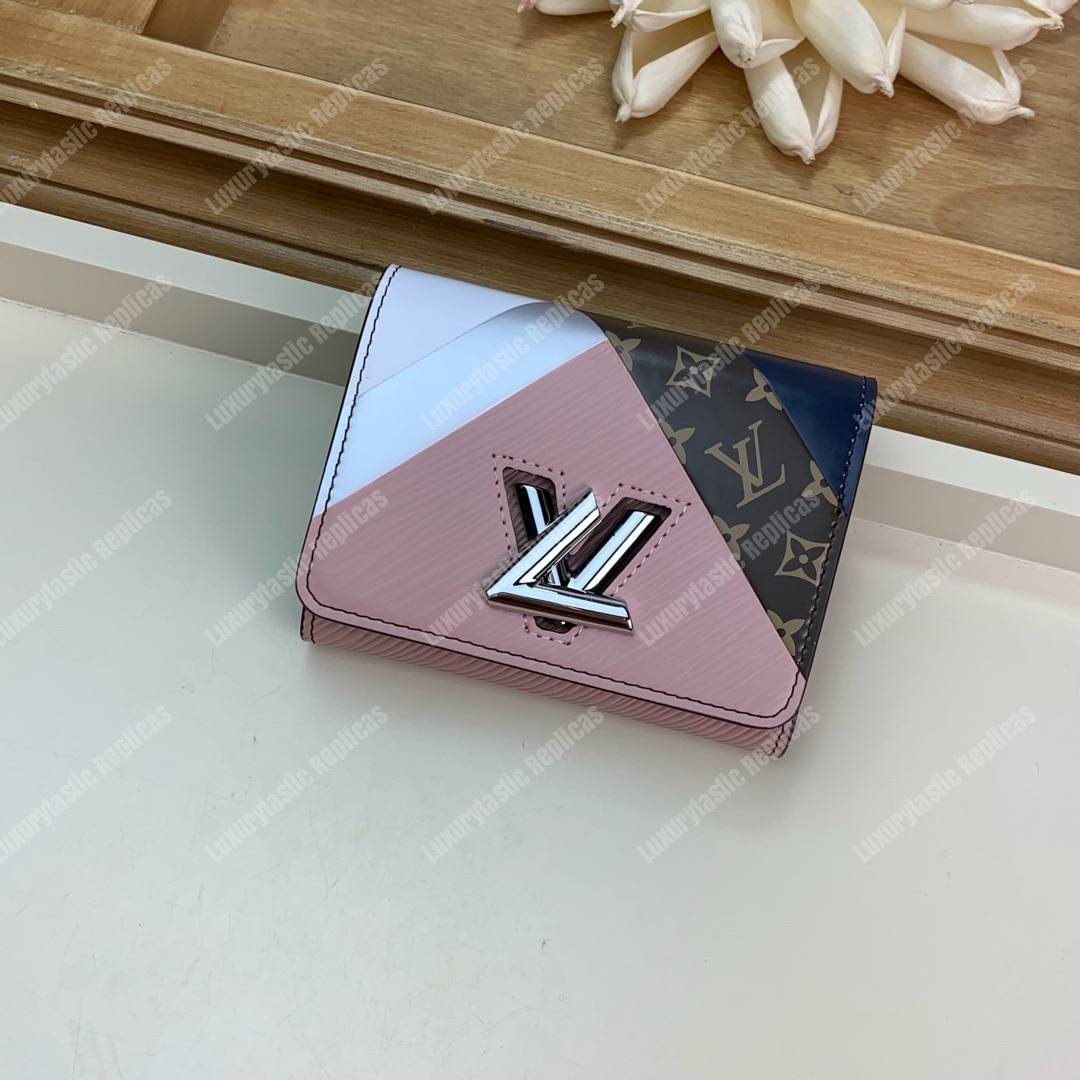 LV Twist Compact Wallet Epi Leather Monogram Blanc Rose