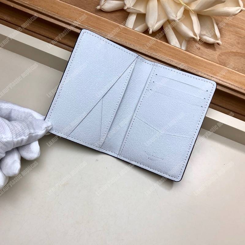 LV Pocket Organiser K45 Taiga Monogram White