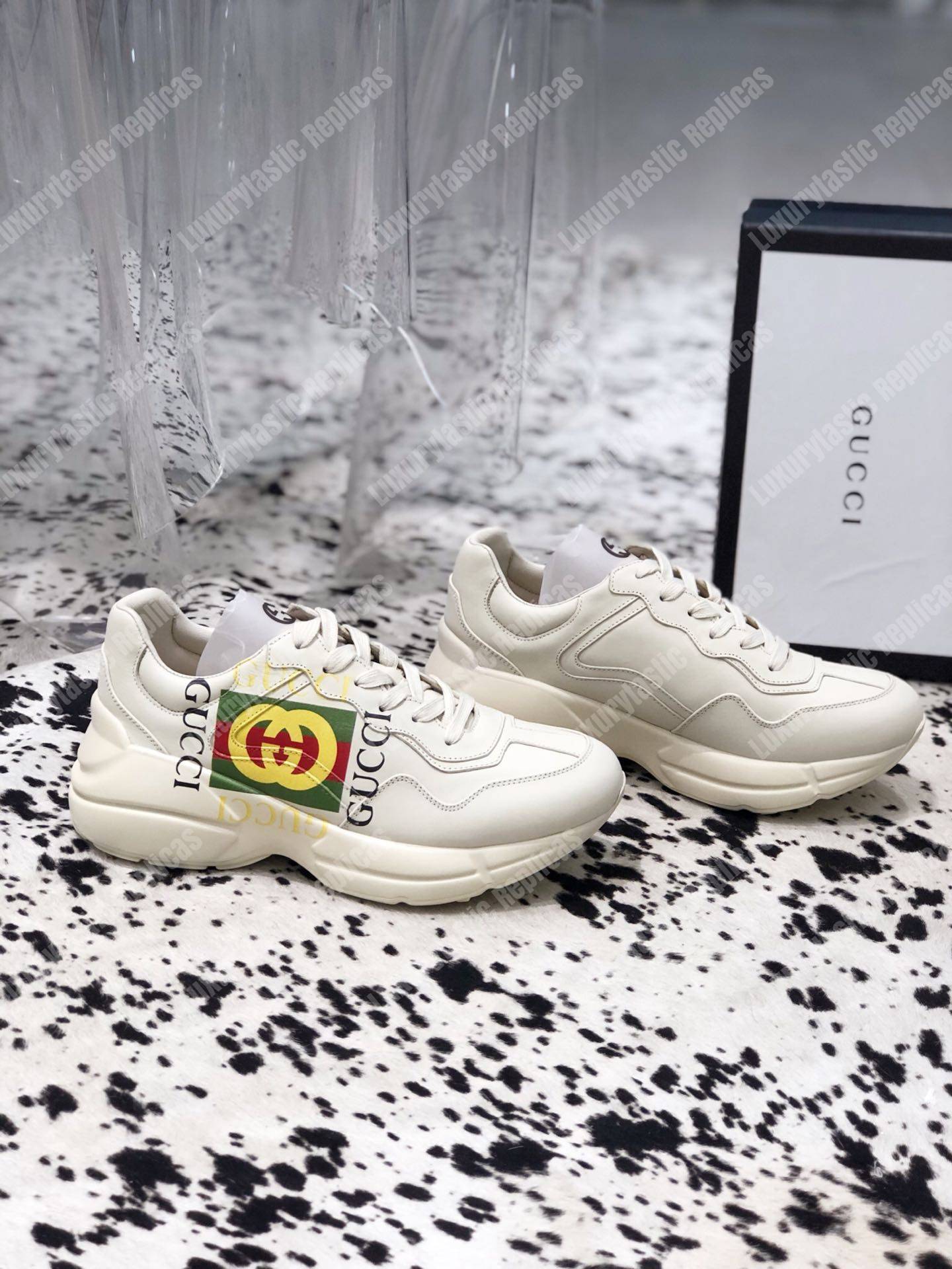 G*u*i rhyton G*u*i logo leather sneaker