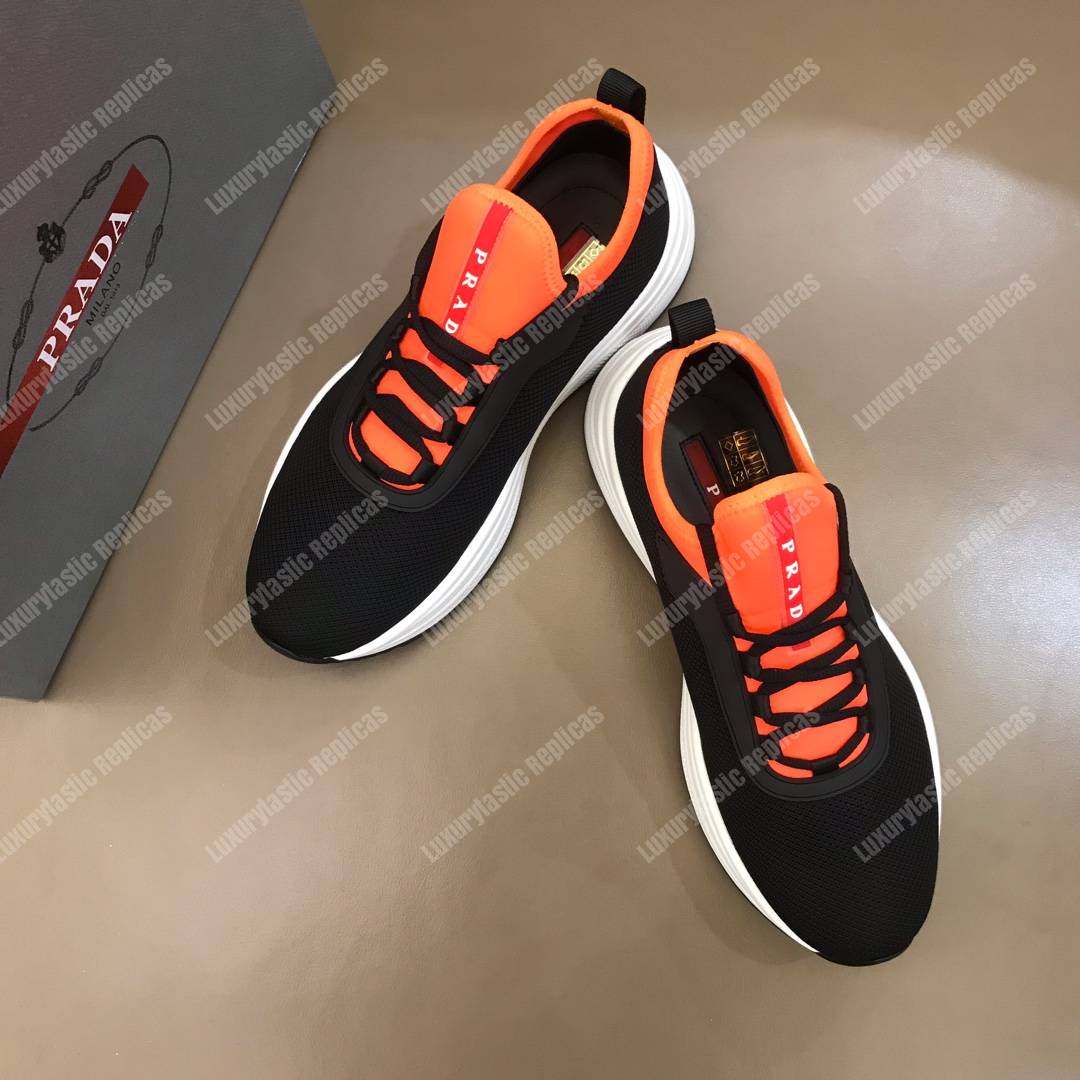 Pra*a mesh and neoprene sneakers orange