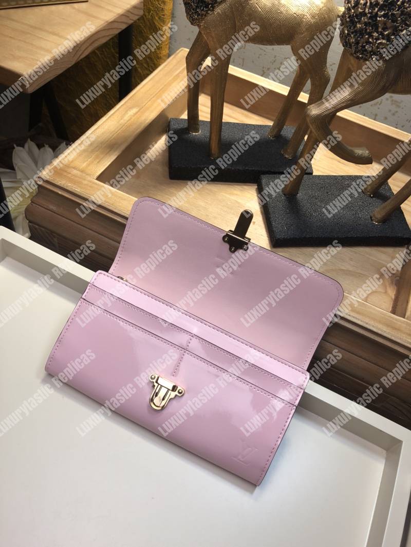 LV Cherrywood Wallet Patent Leather Rose Ballerine