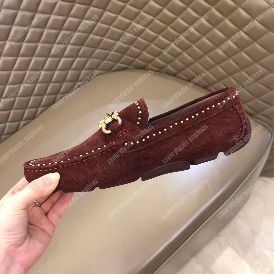 Salvatore Ferragamo Gancini Driving Shoe Maroon