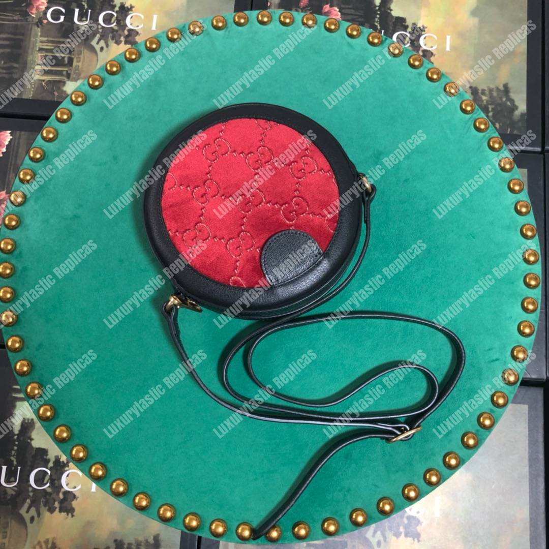 G*u*i gg velvet round shoulder bag red