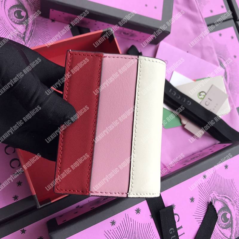 G*u*i queen margaret leather card case wallet white pink red