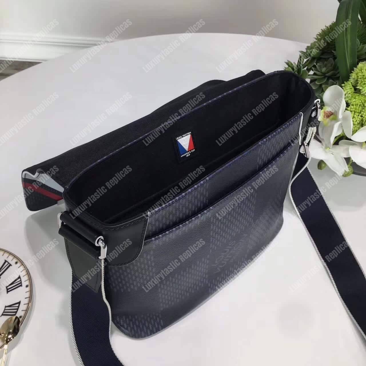 LV District PM Messenger Bag Damier Cobalt Canvas Red