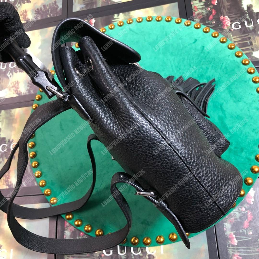 G*u*i leather bamboo tassel mini backpack black