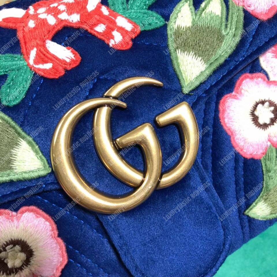 G*u*i gg marmont velvet small shoulder bag cobalt blue