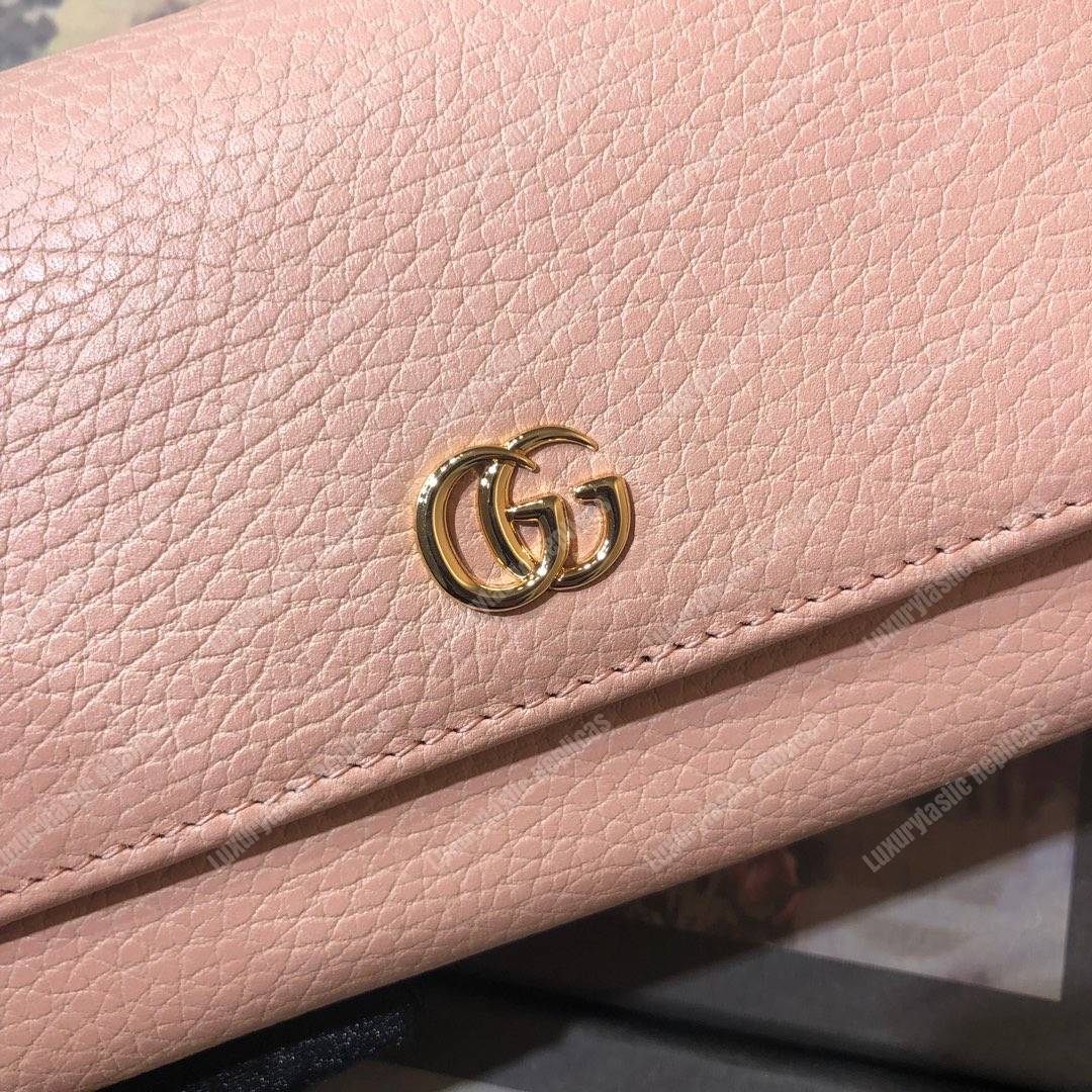 G*u*i light pink gg marmont leather continental wallet small gg metal