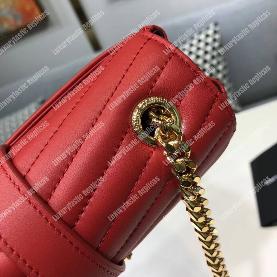 Saint Laurent Sulpice Small In Matelassé Leather Red