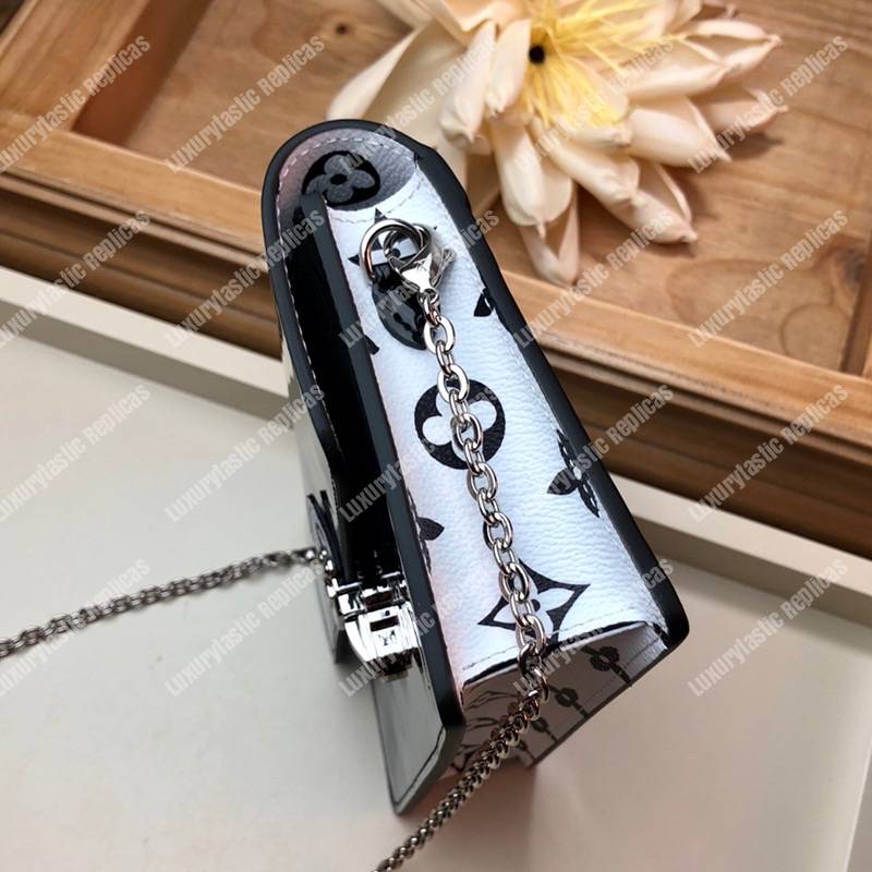 LV Cherrywood Chain Wallet Patent Leather Monogram Noir