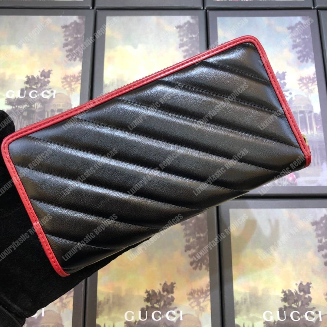 G*u*i gg marmont zip around wallet black matelassé