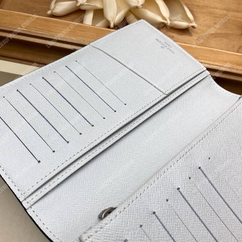 LV Brazza Wallet K45 Taiga Monogram Blanc