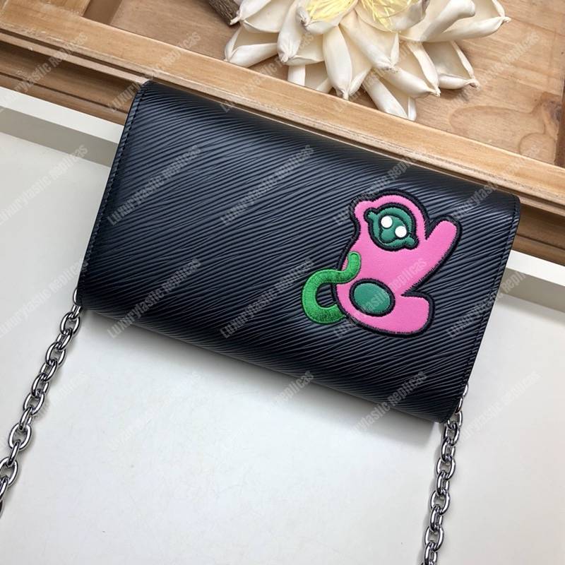 LV Special Edition Twist Chain Wallet Epi Leather in Black