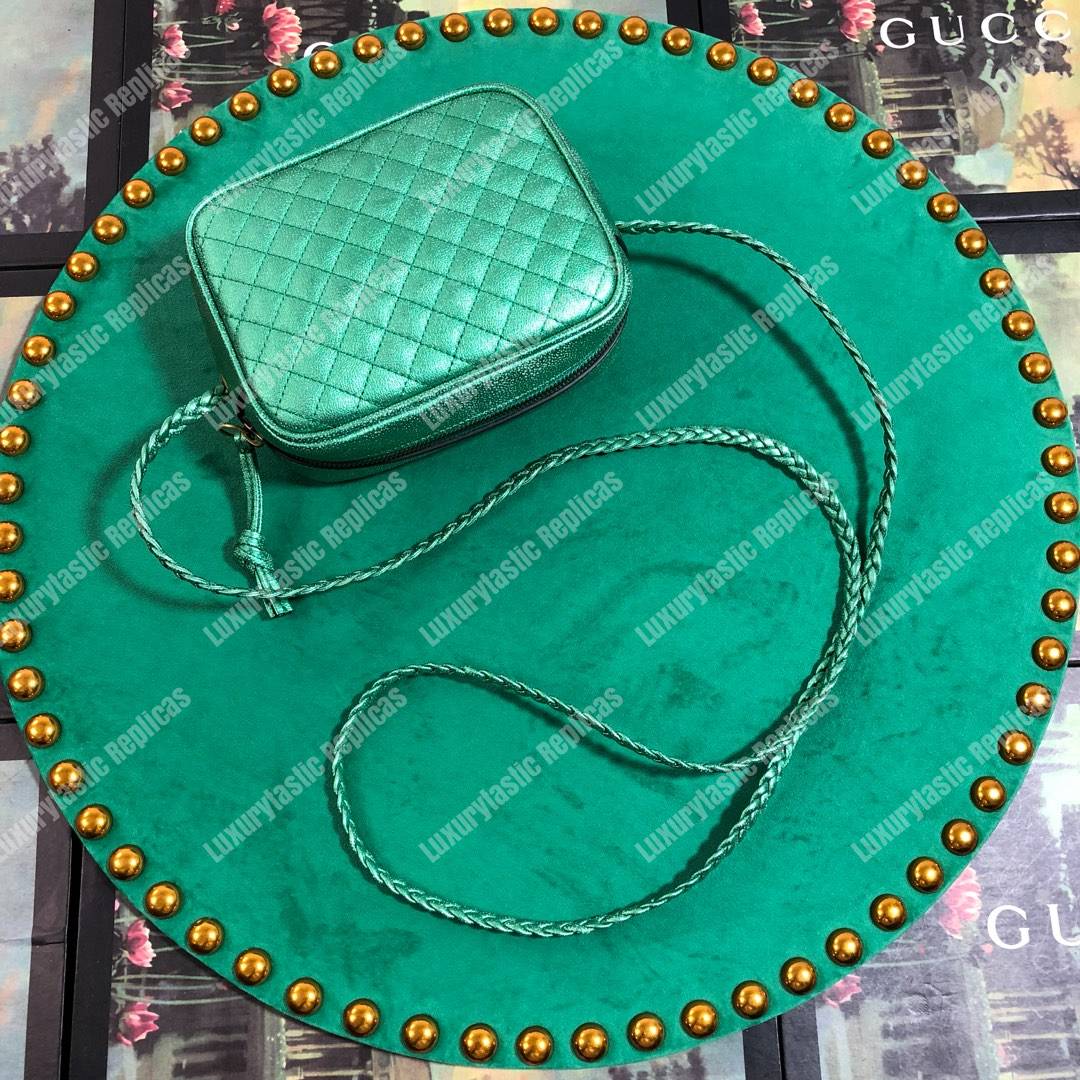 G*u*i mini laminated leather bag green