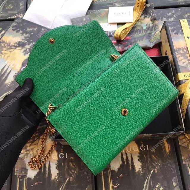 G*u*i embroidered leather mini shoulder bag green