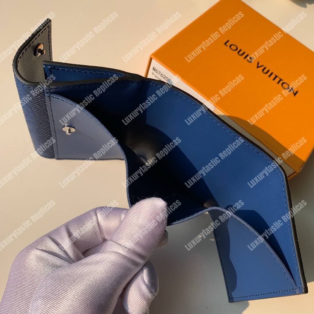 LV Discovery Compact Wallet K45 Taiga Monogram Cobalt