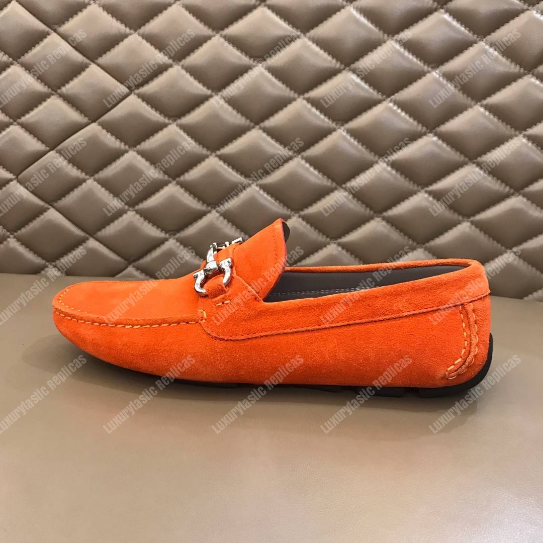 Salvatore Ferragamo Gancini Driving Shoe Orange