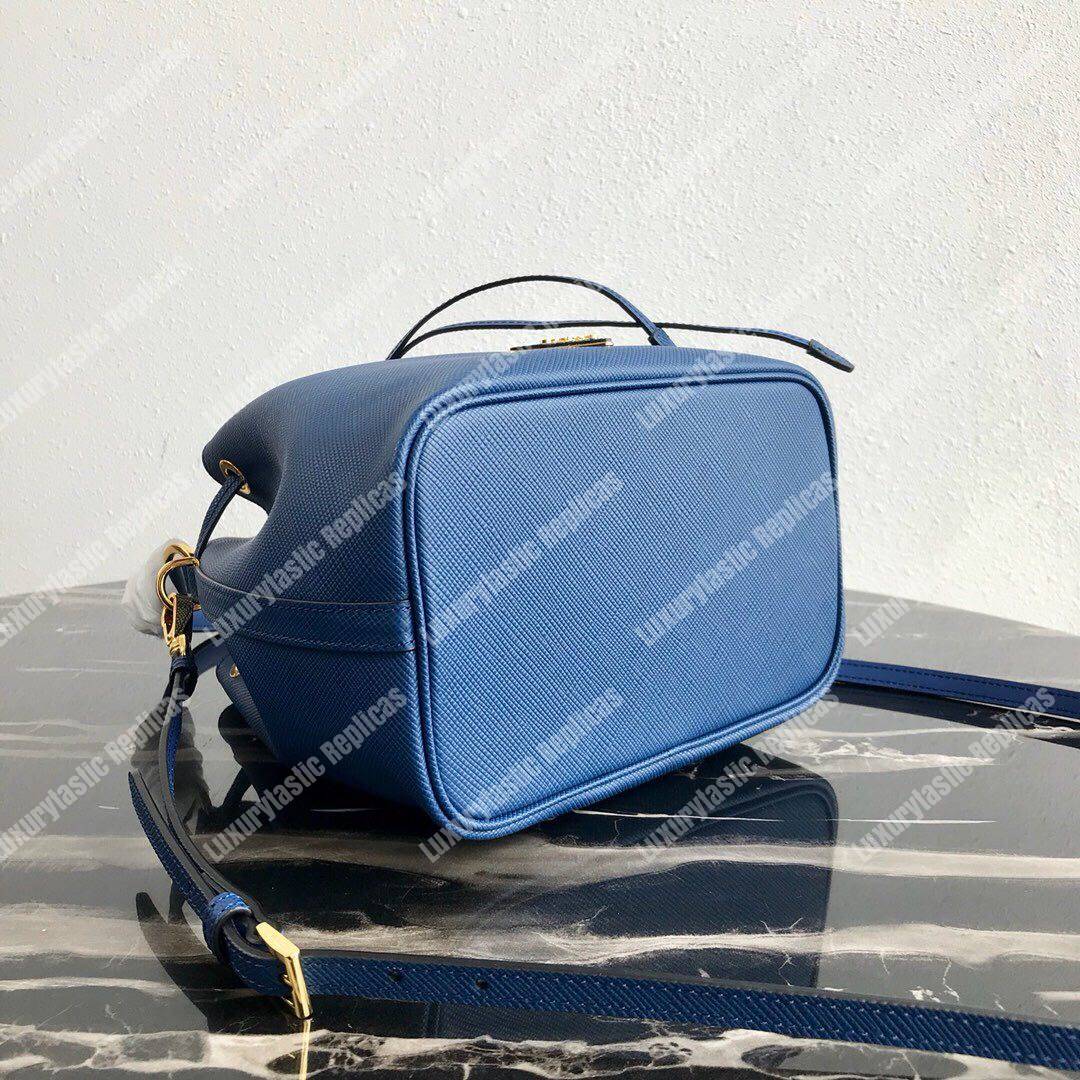Pra*a saffiano leather bucket bag blue