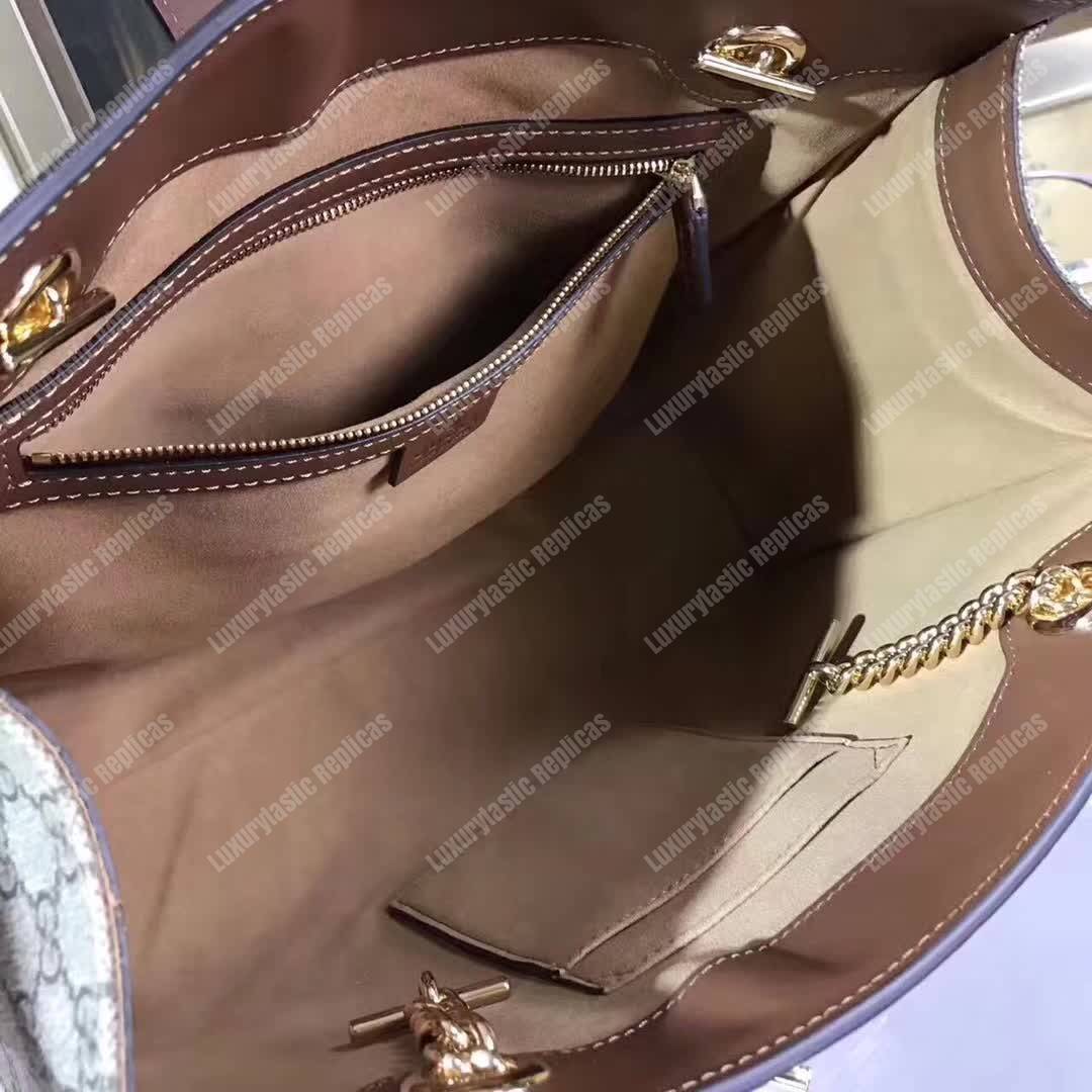 G*u*i padlock medium gg shoulder beige/ebony brown