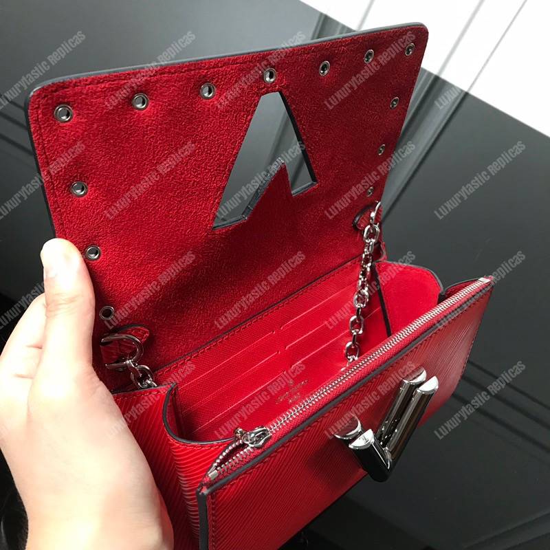 LV Twist Chain Wallet Epi Leather Red