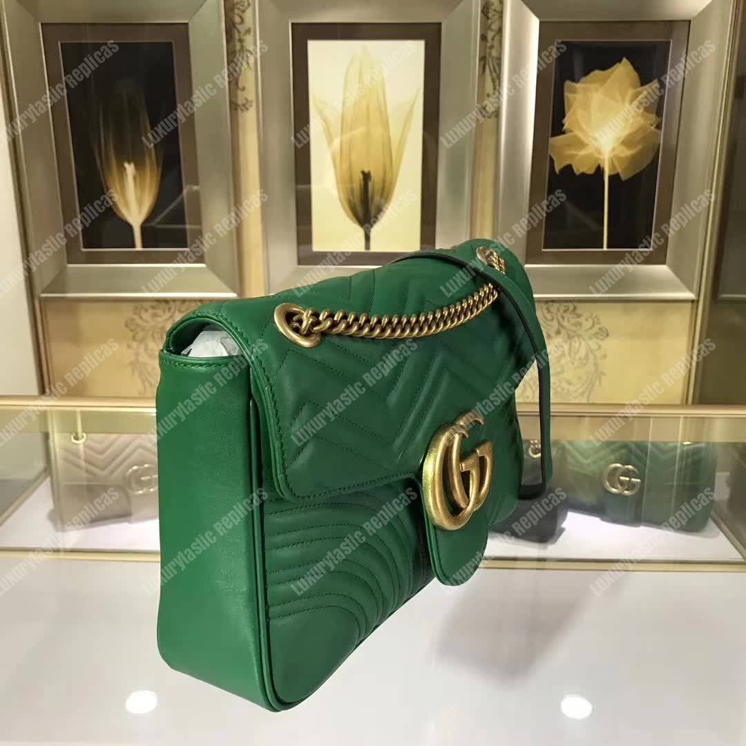 G*u*i gg marmont medium matelasse shoulder bag emerald green