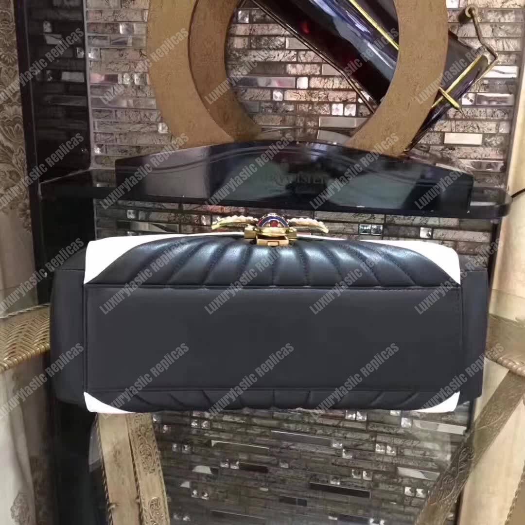 G*u*i queen margaret top handle bag black white