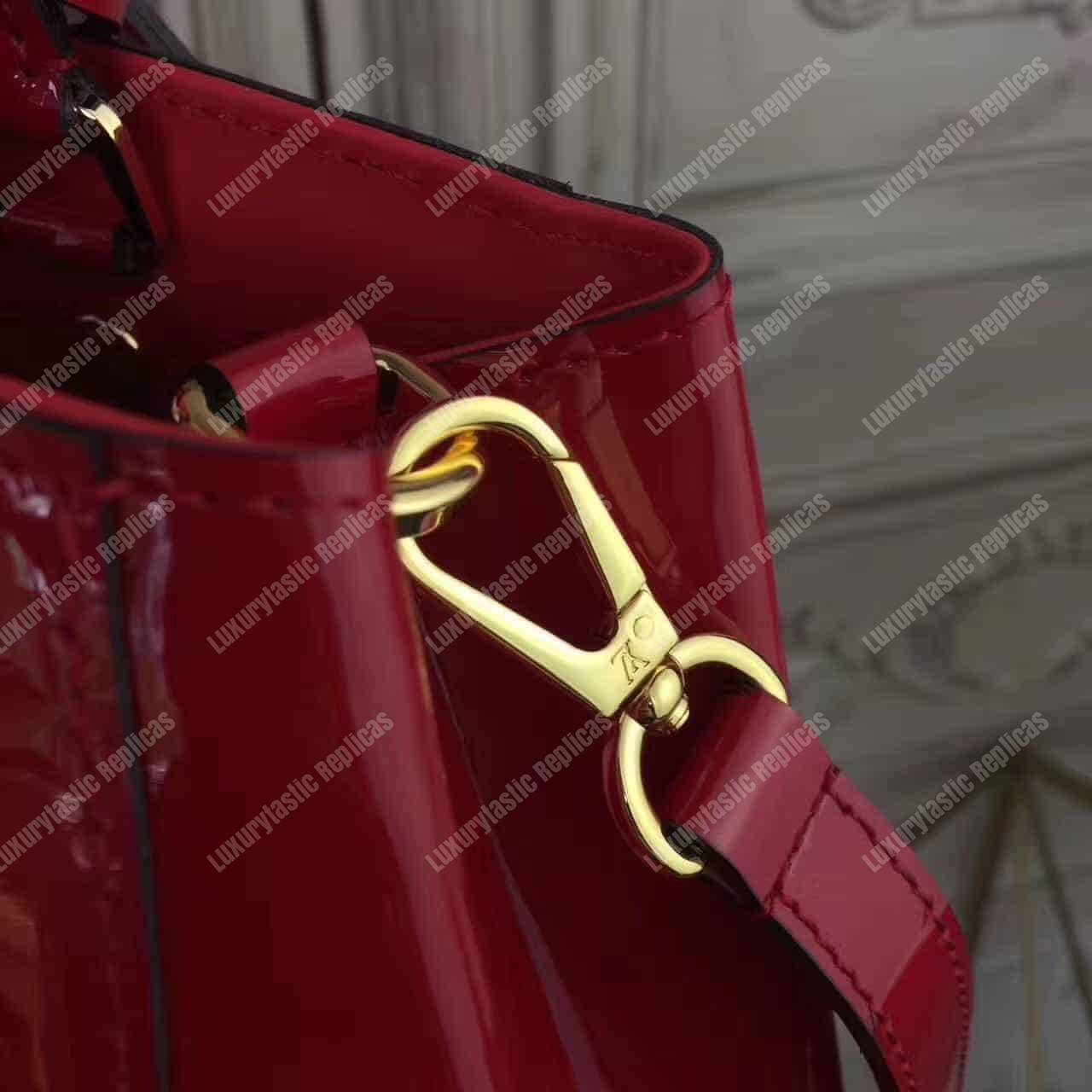 LV Montaigne MM Tote Bag Monogram Vernis Red