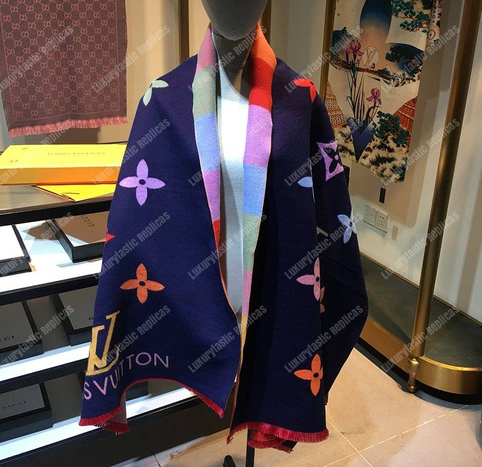 LV Reykjavik Scarf Cashmere & Wool Blue Multicolor