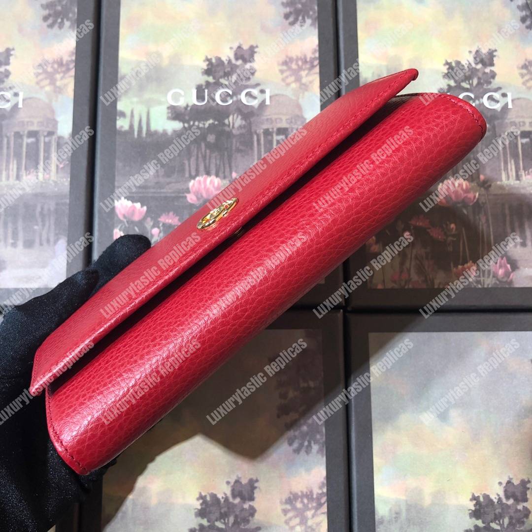 G*u*i red gg marmont leather continental wallet small gg metal