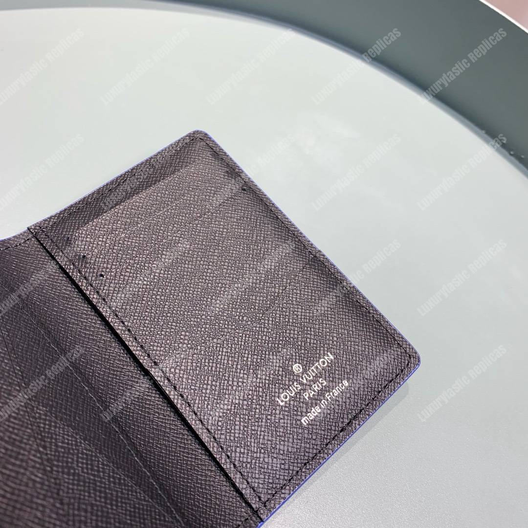 LV Pocket Organizer Taiga Leather Blue Trim