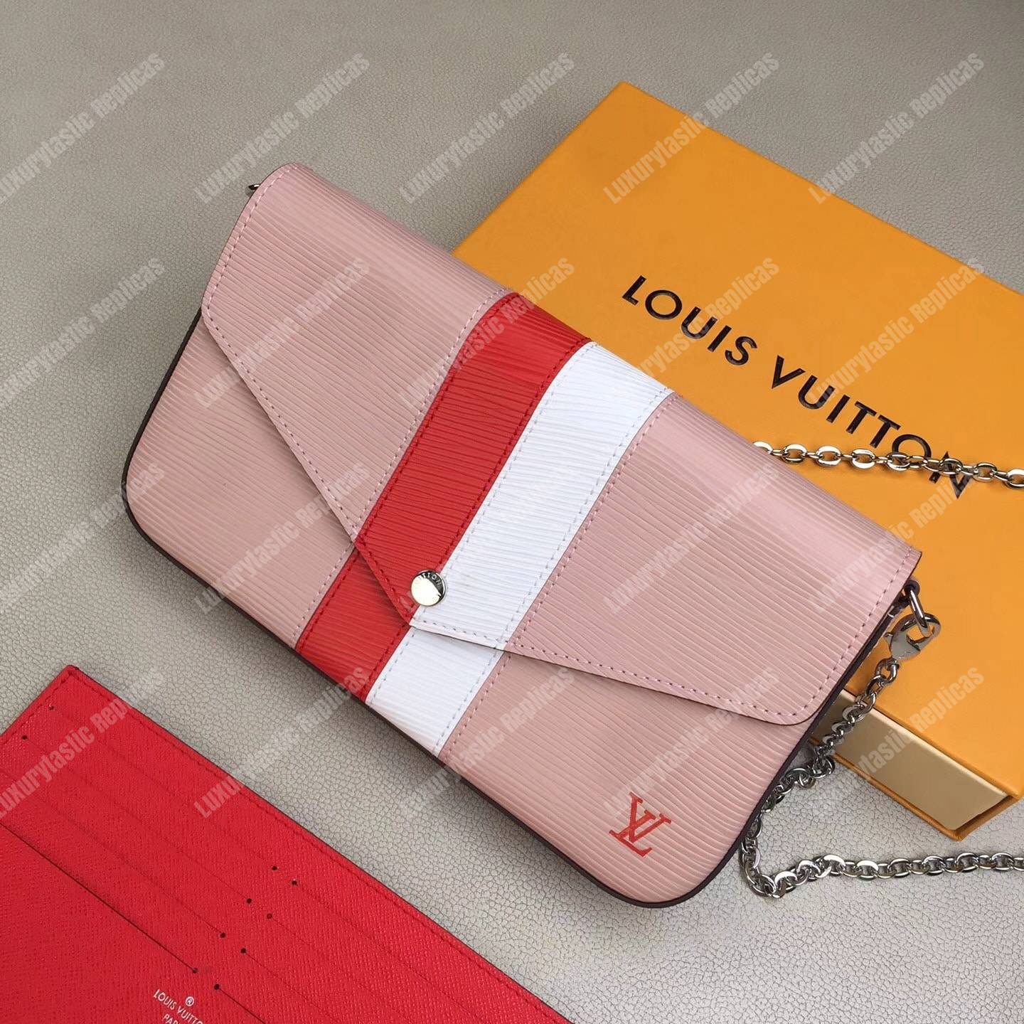 LV Pochette Felicie Epi Leather Rose Ballerine